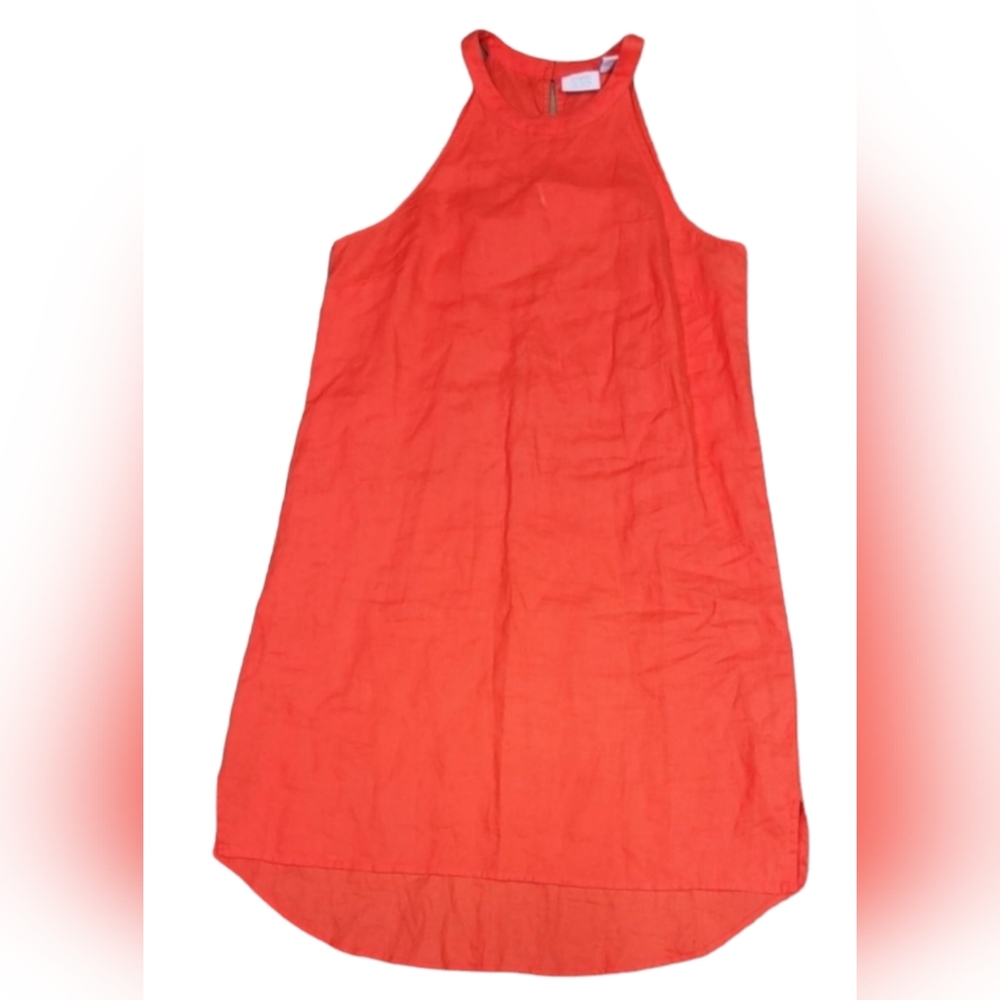 Sigrid Olsen Orange High Low Linen Dress Size Small